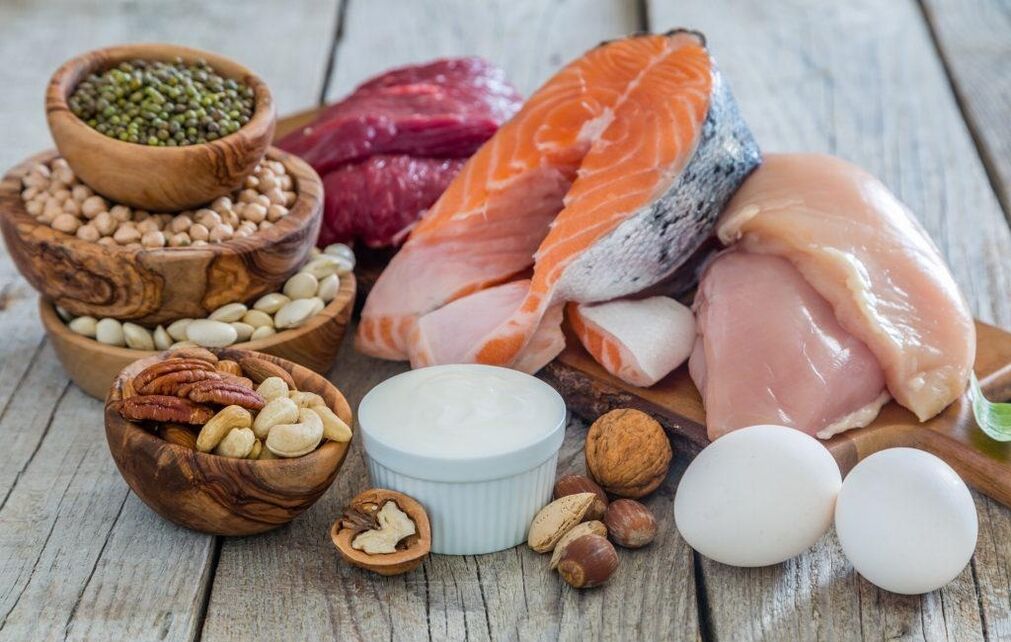 Produkte mit einem hohen Gehalt an tierischen und pflanzlichen Proteinen